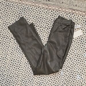 Aritizia melina faux leather olive green pan sz 2